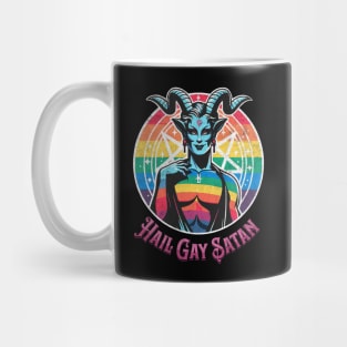 Funny Hail Gay Satan and Hell Is Inclusive - LGBT Pride Baphomet Mug